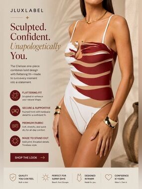 JLUXLABEL Red and Tan One-Piece Swimsuit nwt